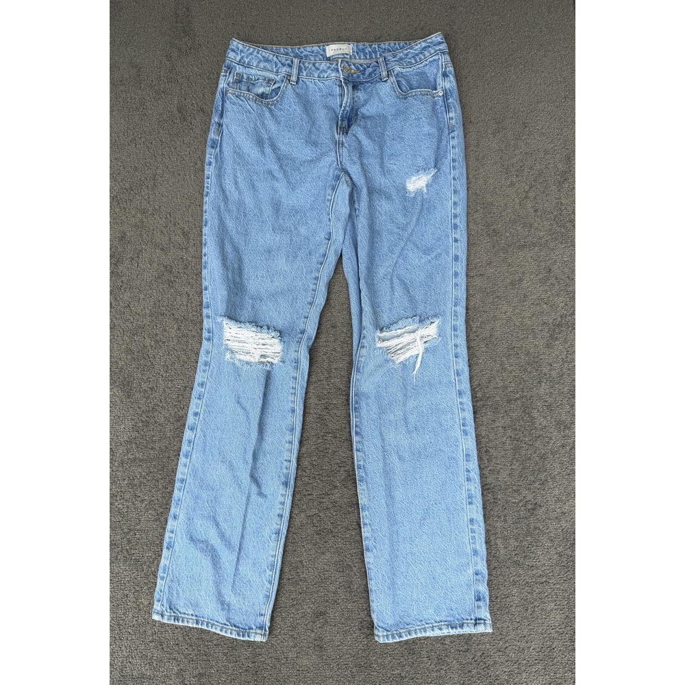PacSun Low Rise Straight Leg Distressed Jeans Light Wash Blue 29 100% Cotton